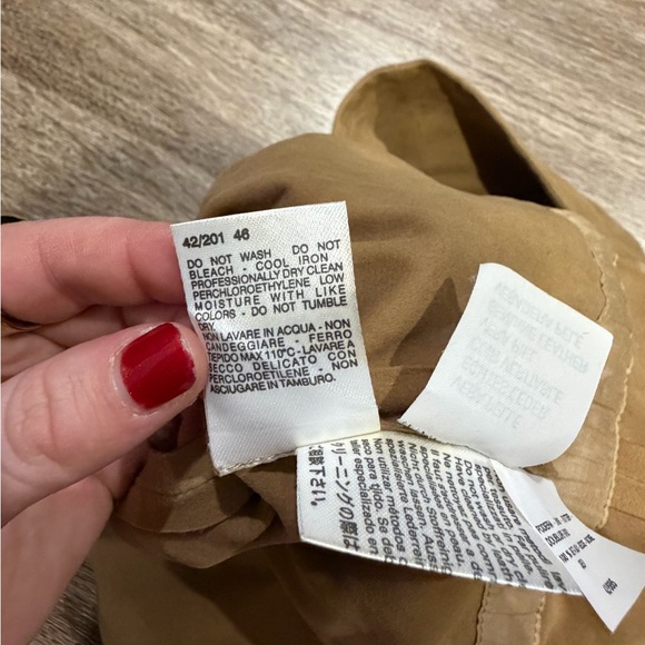 NWOT Max Mara Suede Leather Jacket Silk Lined Brown Tie Waist Italy Size 46 US12 - Picture 10 of 11